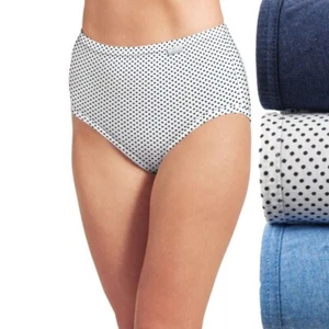 Women's 3-Pack Jockey 100% Cotton Brief Panties Blue Dot Assorted Sizes 6 & 7 - Picture 1 of 3