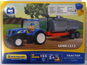 UNIVERSAL HOBBIES KIDS, FORD NEW HOLLAND TRACTOR WITH TANKER TRAILER AND FARMER - Picture 1 of 4