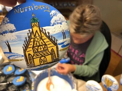 Glas-Taler Frauenkirche Nürnberg flache Christbaumkugel Deko Baumschmuck Lauscha - Bild 1 von 4