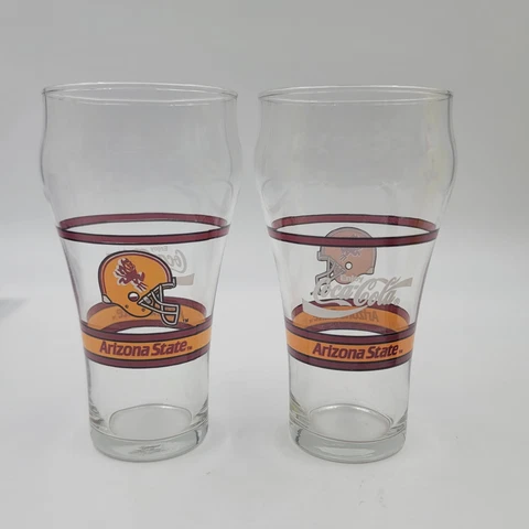 Vintage Arizona State University "ASU" Sun Devils COKE GLASS Coca-Cola Lot of 2 Cover