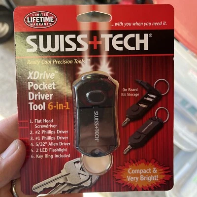 SWISS TECH XDRIVE 6-IN-1 POCKET DRIVER TOOL FLAT HEAD & PHILLIPS SCREDRIVERS NEW - Image 1 of 3