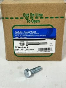 10 POUNDS Hillman Zinc 5/6"-8 X 1" Coarse Thread Hex Bolts 661360 - Picture 1 of 6