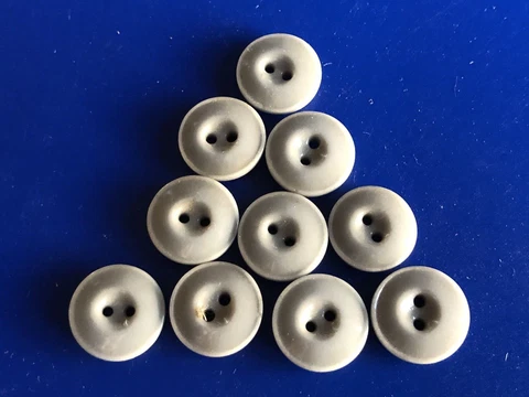 SET OF 10 GRAY 2-HOLE  ANTIQUE CHINA  BUTTONS ~1/2"  ~ RE-ENACTORS Cover