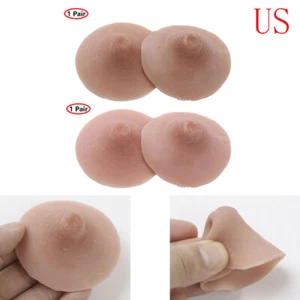 1 Pair Reusable Washable Silicone Nipples for Breast Form Self-Adhesive Bra Pads - Picture 1 of 26