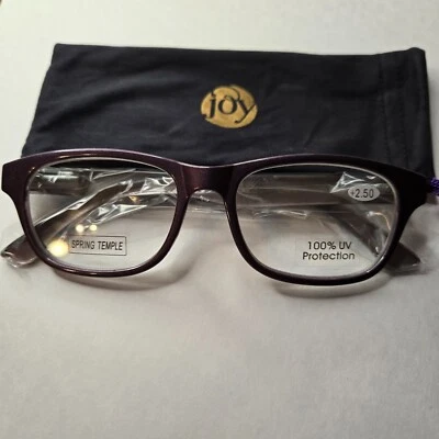 JM New York Reading Glasses +2.50 Purple Blue Spring Hinged Joy Mangano Fashion Foto 1 de 4