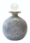 Misty blue/grey speckled Gozo Glass medium flat perfume bottle + frosted stopper