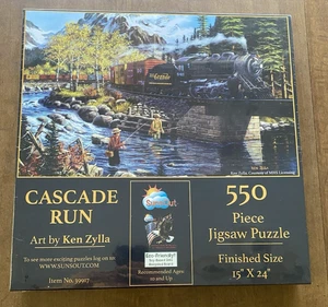 Rompecabezas Cascade Run 550 piezas de Ken Zylla 15" X 24" completado, NUEVO sellado - Imagen 1 de 8