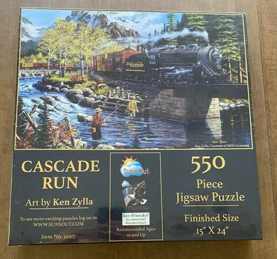 Cascade Run 550-Piece Jigsaw Puzzle by Ken Zylla 15" X 24" Completed, NEW Sealed - Image 1 of 4