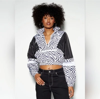 Chaqueta cortavientos New Look negra con estampado a cuadros bloques de colores extra grande XL nueva sin etiquetas Foto 1 de 4