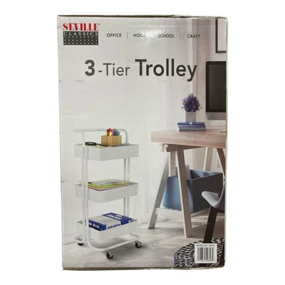 Carro Trolley Seville Classics 3 Niveles, Blanco, 34.9"x16.7"x13.9" Foto 1 de 3