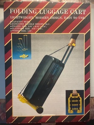 Carro de equipaje plegable vintage con ruedas y correa Bungie.  Nuevo en caja y sellado Foto 1 de 2