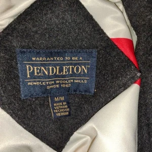 Pendleton Womens Medium Wool Coat Rainbow Hudson Bay Lined Charcoal Full Zip - Picture 1 of 3