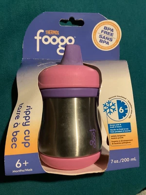 BNIB New Thermos Foogo Sippy Cup - Stainless Steel Purple - 200ml - BPA Free - Image 1 of 4