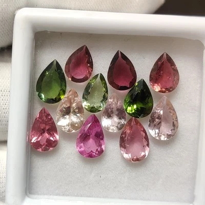 Natural Multi Tourmaline Cut Pear Shape Pink Green Gemstone for Jewelry 11.5 Cts - Image 1 of 4
