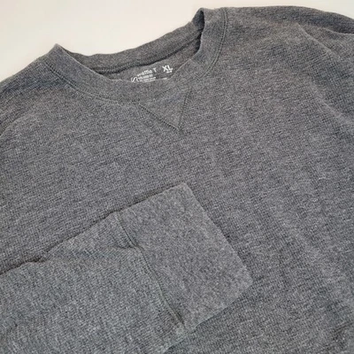 Hanes Waffle T, Gray Long Sleeve, Relaxed Fit, Size XL - Image 1 of 4