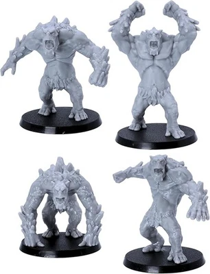 FORGED TERRAIN Mountain Trolls Set – 4 Resin Fantasy Miniatures | 28-32mm RPG & Wargame Models