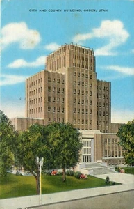 Postal del edificio de la ciudad y el condado de Ogden Utah UT pm 1944 - Imagen 1 de 2