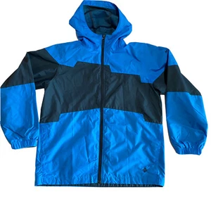 Columbia Youth Windbreaker Jacket Hooded Blue Colorblock Nylon Size 14/16 - Picture 1 of 7