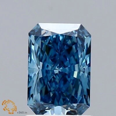 Fancy Vivid Blue Radiant 1.17 Cts VS1 Lab Grown CVD Diamond With Free Shipping - Image 1 of 4