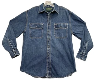 CC FILSON INDIGO DENIM BLUE JEAN SHIRT Button Down Mens Large -EXCELLENT - Picture 1 of 10