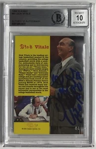 Dick Vitale Firmado 1994 Clásico #81 Autógrafo Beckett 10 Auto Espn NCAA ANALISTA - Imagen 1 de 2