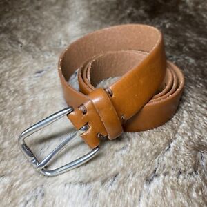 Zara Belt Mens 38/100 Brown Leather Silver Buckle