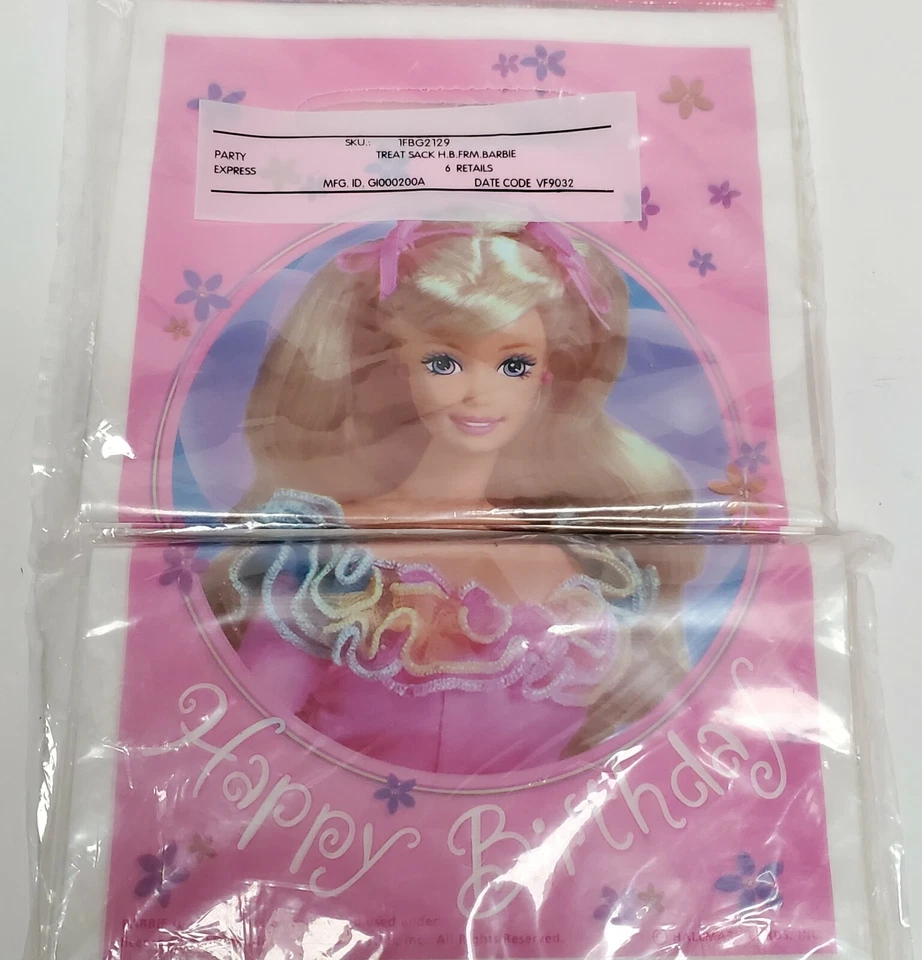 Bolsas de feliz cumpleaños Barbie 1997 Mattel bolsas de agarre de fiesta - total 48 bolsas DE COLECCIÓN Foto 1 de 4