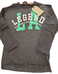 ZARA Boys Legend T Shirt Los Angeles Tee 8 Black with Speckled Long Sleeve Soft - Picture 1 of 6