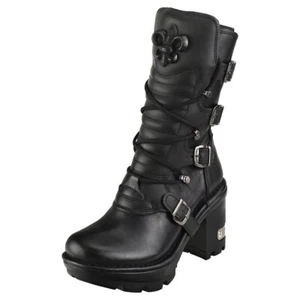 New Rock M-neotyre05-s1 Unisex Plateau Stiefel in Schwarz - 8 UK - Bild 1 von 8