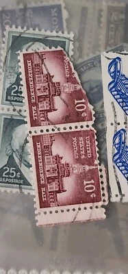 US Stamp Scott# 1044  1956 10c Independence Hall Used Pair -#B346 - Image 1 of 2