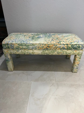 Vintage Parsons Upholstered bench end bed pillow top floral  33 inch long Stool Cover