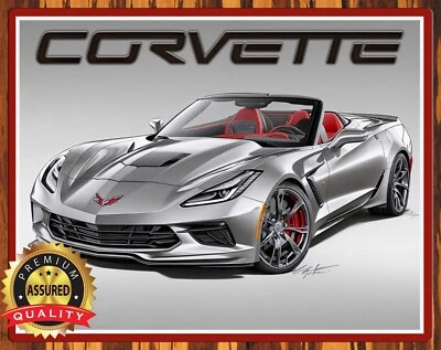 Corvette - Hypersonic Gray - Sketch Drawing - Promo Rare - Metal Sign 11 x 14 - Image 1 of 4