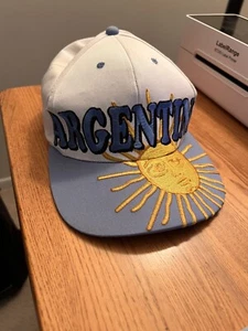 Vintage 90’s Argentina National World Cup Soccer Futbol Sun Of May Snap Back Hat - Picture 1 of 6