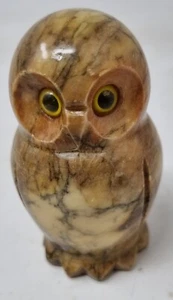 Vintage Marmor Alabaster handgeschnitzt Eule Made in Italy Briefbeschwerer Deko - Bild 1 von 6