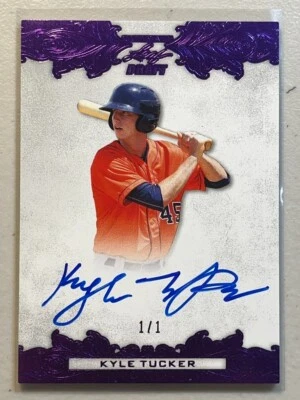Kyle Tucker 2015 Leaf Draft 1/1 Purple Etched Auto Autograph Prospect On Card BA - Image 1 of 2