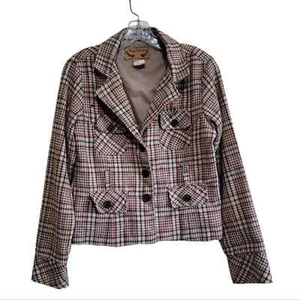 Body Central Brown Tan Multicolored Plaid Jacket Sz Medium - Picture 1 of 7