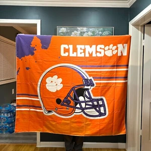 NCAA Team Logo Clemson Tigers Printed Tapestry Wall Hanging Mural Decor 50"x60"  - Picture 1 of 8