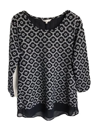 Ladies Navy Floral Mix Red Herring Debenhams Long Sleeved Top - Size 10 - Image 1 of 4