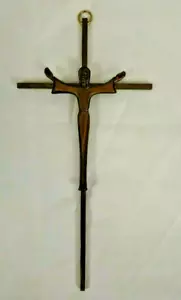 Christus mit offenen Armen Kreuz Bronze Wandbehang Vintage 10" - Bild 1 von 4