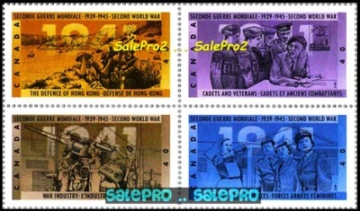 CANADA 1991 CANADIAN 1941 SECOND WORLD WAR FACE $1.60 WWII MNH STAMP SET BLOCK - Image 1 of 2
