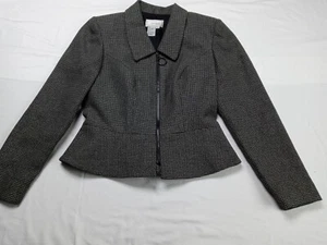 Warren Petites Black/Gray Plaid Evening Women's Jacket Blazer Petites Size 2 zip - Picture 1 of 13