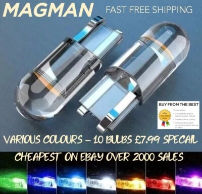 10 x T10 501 LED Car Side Light Bulb Various Colour Bulbs Xenon Bright W5W  - Image 1 of 4