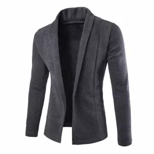 Uomo Maglia Maglione Cardigan Cappotto Giacca Scollo A V Abito Manica Lunga Slim - Foto 1 di 11