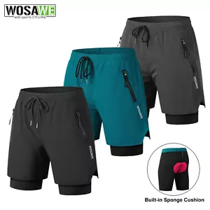 WOSAWE 3D Sponge Pad MTB Shorts Sport Breathable Quick Dry Unisex Cycling Shorts - Picture 1 of 13