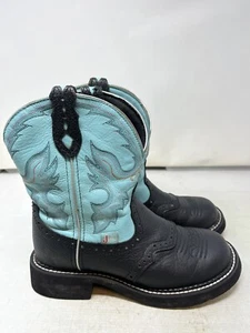 Justin Gypsy Gemma Cowboy Western Boots Black Turquoise Teal L9905 Women Size 6 - Picture 1 of 11