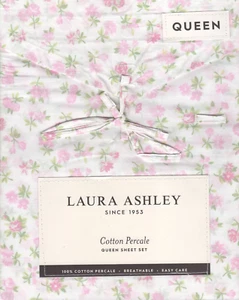 Laura Ashley Queen Sheet Set Ditsy Doodle Floral Pink 4pc Cottage Chic Green - Picture 1 of 4