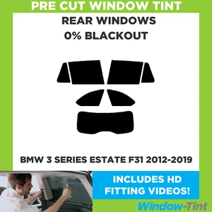 For BMW 3 Series Estate F31 2012-2019 Pre Cut Window Tint Rear 0% Blackout Film - Picture 1 of 10
