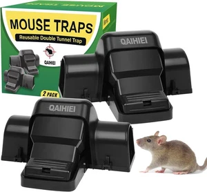 Ratten Chipmunk Fallen, Wiederverwendbare Dual-Entry Tunnel Fallen für Ratten 2er Pack, Schwarz  - Bild 1 von 6