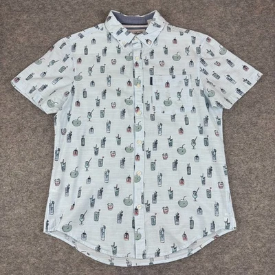 Original Penguin Button Down Shirt Drinks Cocktails Blue Mens Small S - Image 1 of 4