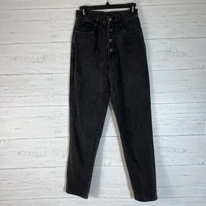 Jeans vintage RIO nero taglia 9/26 vita alta gamba affusolata bottoni fly cotone anni 90 - Foto 1 di 11